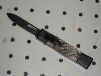 AKC Mini Concord Snakeskin Gray OTF Automatic Knife - Flat Grind/Black