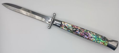 AKC World 11" Abalone Italian Swinguard Automatic Knife