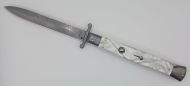 AKC World 11" Imitation Pearl Damascus Italian Swinguard Automatic Knife
