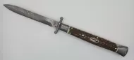 AKC World 11" Stag Horn Damascus Italian Swinguard Automatic Knife