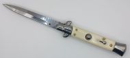 AKC World 9" Imitation Ivory Italian Stiletto Automatic Knife Bayonet Satin