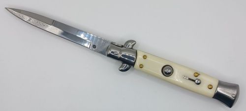 AKC World 9" Imitation Ivory Italian Stiletto Automatic Knife Bayonet Satin
