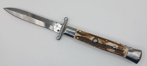 AKC World 9" Swinguard Italian Automatic Stiletto Stag File Work