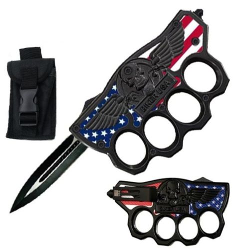 American Flags for Motorcycles D/A OTF Automatic Knuckle Knife