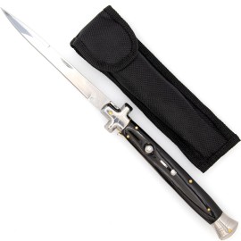 Automatic Cross Tide XL Large Stiletto Switchblade Black Bayo