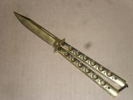 Balisong 9 Inch Heavy All Gold Folding Butterfly Knife