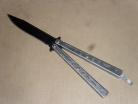 Balisong 9 Inch Heavy Silver Black Folding Butterfly Knife