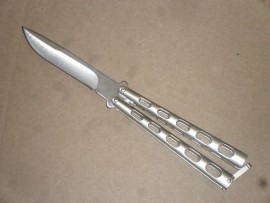 Balisong 9 Inch Silver Heavy Butterfly Knife