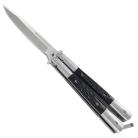 8.75" Butterfly Knife Black Balisong Satin Bayo