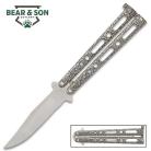 Bear & Son Silver Vein Butterfly Knife Drop Point 4"