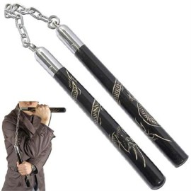 Black Dragon Wood 9" Chained Nunchaku