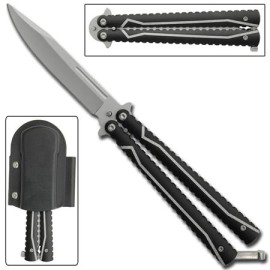 Black Jagged Edge Butterfly Knife