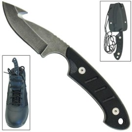 Black Tactics Hunting Gut Hook Boot Neck Knife