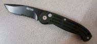 Boker Magnum Black Drop Point Serrated Automatic Knife Black