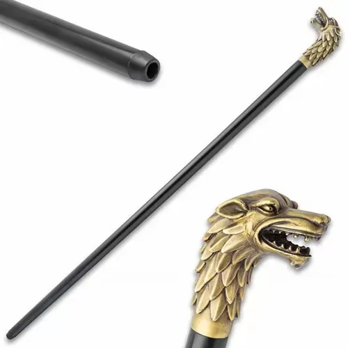 Brass Head Wolf Cane Solid Sculpted Brass