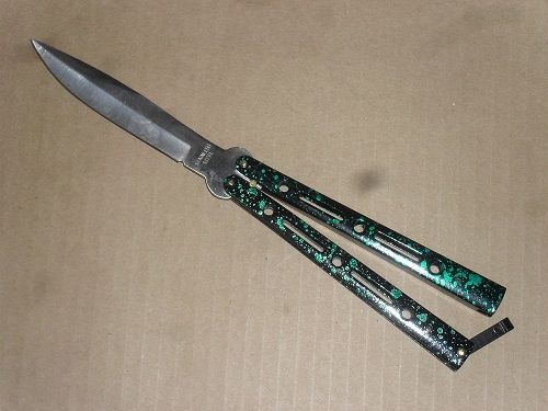 10" Green Marble Heavy Duty Butterfly Knife