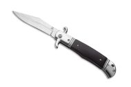 9" CZ Bolster Release Automatic Knife Ebony Wood (4" Damascus Etching)