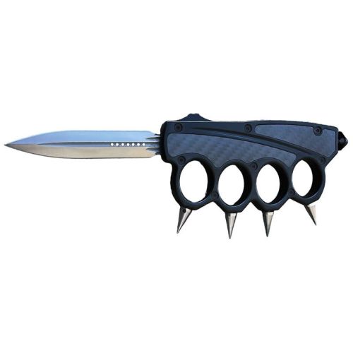 Knuckle OTF Trench Knife Spiked D/A Automatic Carbon Fiber Dagger