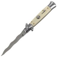 8 Inch Classic Cream Stiletto Automatic Knife Satin Kriss