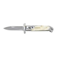 Touch of Destiny Pearl White Swinguard Automatic Lever Lock Stiletto Knife