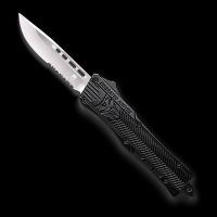 CobraTec CTK-1 D/A OTF Auto, 2.75" D2 Drop Serrated Blade, Aluminum Handle Black