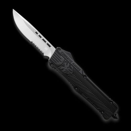 CobraTec CTK-1 D/A OTF Auto, 3.75" D2 Drop Serrated Blade, Aluminum Handle Black