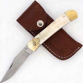 D2 Tool Steel Camel Bone Lever Lock Automatic Knife File Work