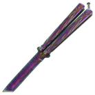 Damascus Heavy Built Butterfly Knife Titanium Tanto