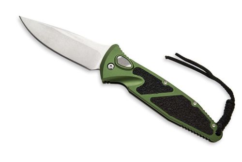 Dark Green Side Opening Automatic Knife Drop Point