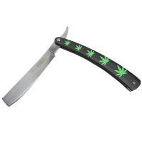 Defender Xtreme 10" Straight Razor Marijuana Leaf