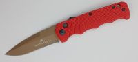 Delta Force Red Side Opening Automatic Knife Tan Drop Point Serrated