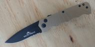 Delta Force Tan Side Opening Automatic Knife Black Drop Serrated