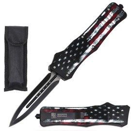 Delta Force USA Flag D/A OTF Automatic Knife Two Tone Dagger