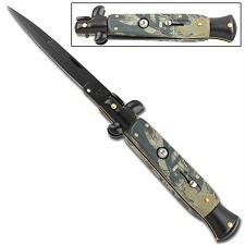 Milano Switchblade Stiletto Black Real Tree Automatic Knife