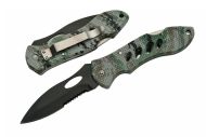 Digital Camo Folding Lockback Serrated Pocket Knife