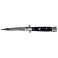 Epic 8.75" Black Wood Stiletto Automatic Knife Chrome Bayo