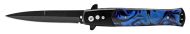 Fancy Blue Marble Stiletto Automatic Knife Black Bayo
