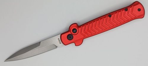 Fort Knife Works Arrow Red Side Open Automatic Knife D2 Satin Bayonet