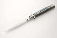 Frank Beltrame 11" Abalone Stiletto Automatic Knife Satin Dagger