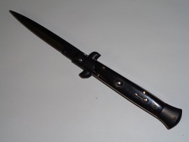 Frank B 9" Dark Horn Stiletto Automatic Knife Black Teflon Dagger