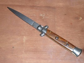 9" Frank B Real Italian Stiletto Cocobolo Flat Grind Automatic Knife