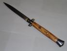 Frank Beltrame 11" Olive Wood Stiletto Automatic Knife Satin Bayo