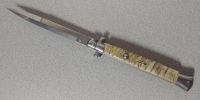 Frank Beltrame 11" Ram Horn Stiletto Automatic Knife Satin Bayo