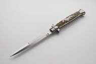 Frank Beltrame 11 Inch Italian Stiletto Stag Horn Bayonet Automatic Knife