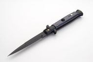 Frank Beltrame 9" Black Imitation Carbon Fiber Automatic Knife Black Bayo