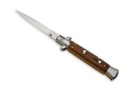 Frank Beltrame 9" Italian Stiletto Automatic Knife Red Heart Wood (4" Satin Dagger)