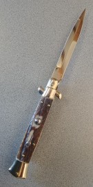 Frank Beltrame 9" Stiletto Automatic Knife Stag Gold Bayo