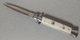 Frank Beltrame 9" White Bone Stiletto Automatic Knife Dagger