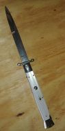 Frank Beltrame Imitation Pearl 11" Swinguard Stiletto Automatic Knife Satin Bayo