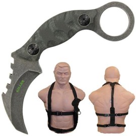 Full Tang Karambit Knife Fixed Blade Shoulder Harness